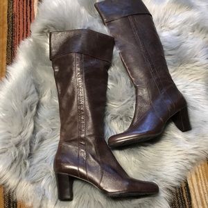 Unisa Y2K 90’s Brown Leather Riding stacked heel  Boots